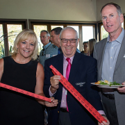 (L to R) General Manager Kimberly A. Thorner and former OMWD board members Bob Topolovac and Larry Watt at a 2017 Water for People fundraising event. Photo: Olivenhain Municipal Water District