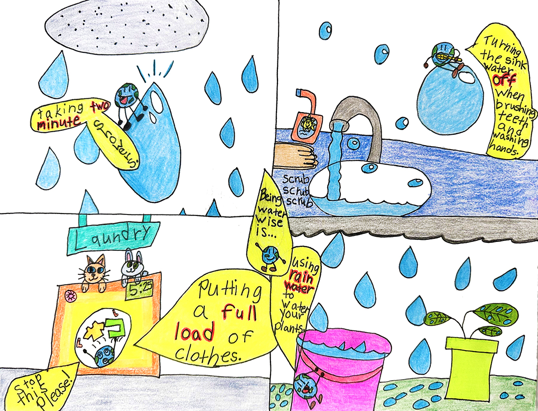 Second grader Ethan Quintero-Ramos, won in the elementary school category. Photo: Otay Water District student poster contest