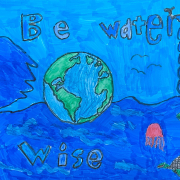First grader Jacob Irons won second place in the K-Third Grade Category. Photo: Otay Water District student poster contest
