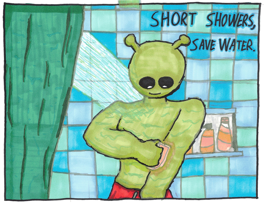 Zhaoyu Zhai's creative alien theme won the high school category. Photo: Otay Water District student poster contest