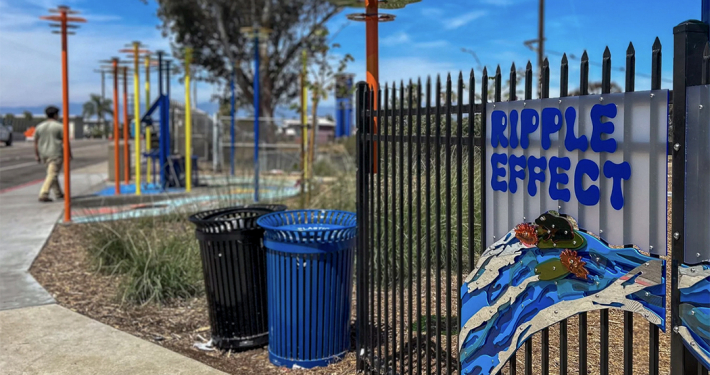 A Reason To Survive (ARTS) interns co-designed, fabricated, and installed seven new pieces of community art at the Sweetwater Spigot, elevating a free water source and highlighting the importance of water conservation. Photo: A Reason To Survive