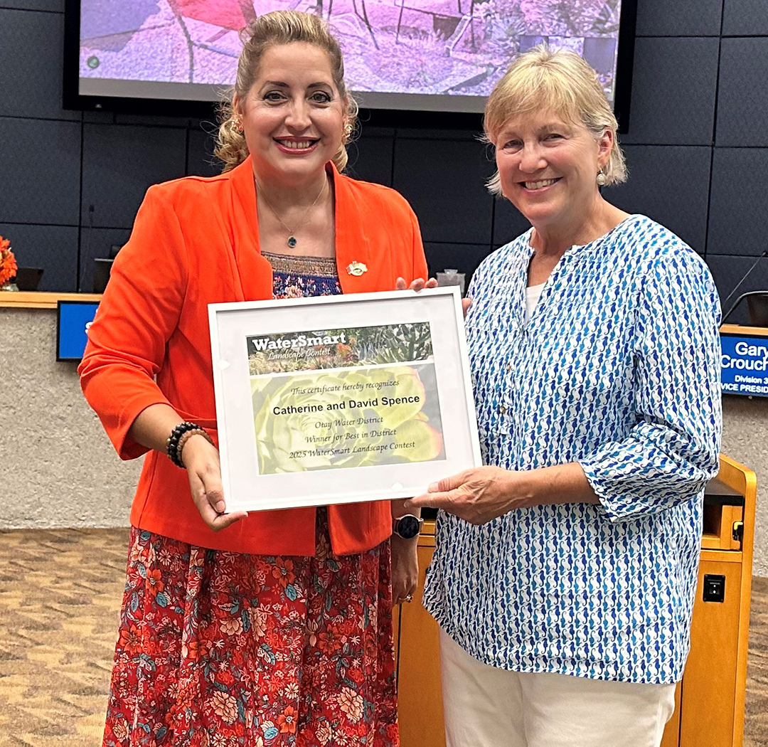 Otay Water District Division 2 board member Defina Gonzalez with the winner, Catherine Spence. Photo: Otay Water District