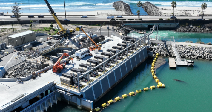 New water intake and discharge facilities in and adjacent to Agua Hedionda Lagoon at the Claude “Bud” Lewis Carlsbad Desalination Plant.