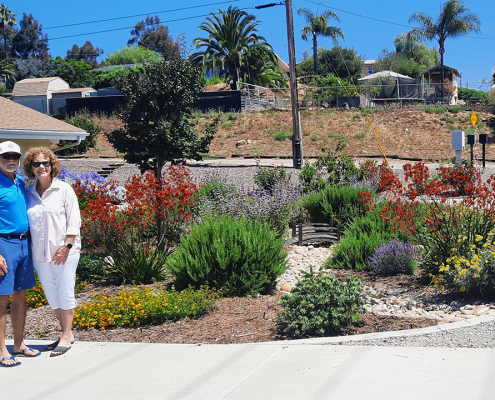 Thomas and Georgia Shultz receive compliments from neighbors on their winning Vallecitos Water District Landscape Makeover contest landscaping. Photo: Vallecitos Water District