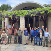 2025-04-EFRR-Volunteers (L to R) Elfin Forest Recreational Reserve Park Supervisor Jeff Anderson, volunteer Keith Kelly, rangers Jonathan Zeller and Shawnn Schaub, volunteers Walter Haslop and Pure Excellence winner Mike Dzurko, Escondido Creek Conservancy Land Manager Donna Leon, and volunteers Rich Riemer, Debbie Matsumoto, and Marvin Valverde at Elfin Forest Interpretive Center Honoring Susan J. Varty. Photo: Olivenhain Municipal Water District