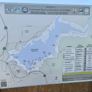 A map display showing the new path as part of the Sweetwater Reservoir Recreation trail system. Sweetwater Reservoir Trail