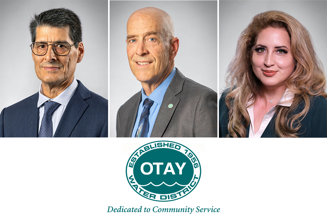 Francisco X. Rivera, Mark Robak, and Delfina Gonzalez assume leadership roles for the Otay Water District Board of Directors in 2026. Photo: Otay Water DIstrict