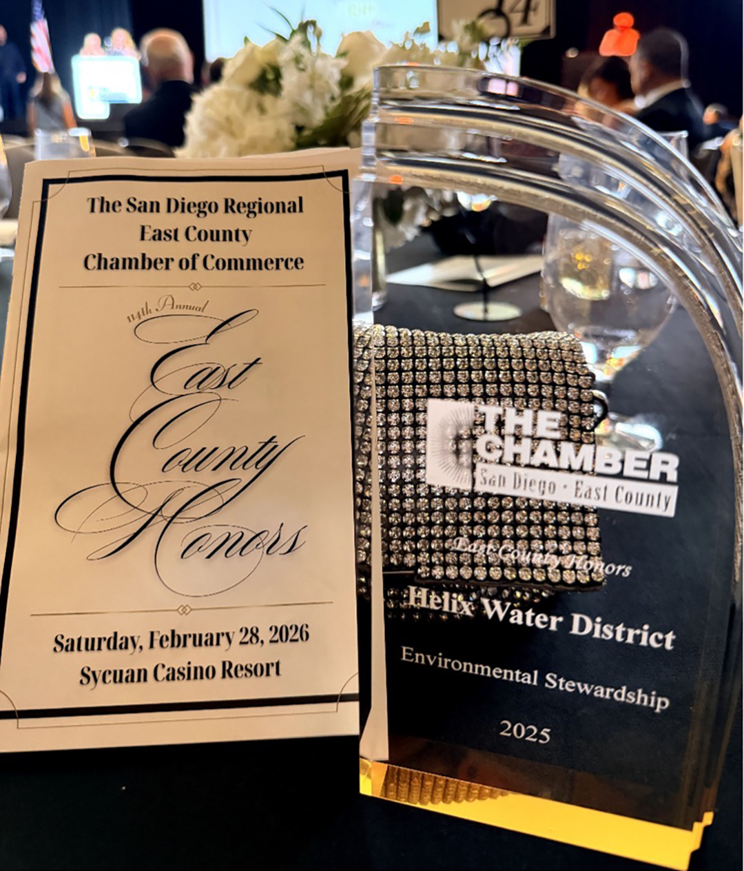 The San Diego Regional East County Chamber of Commerce recognized the Helix Water District's commitment to environmental sustainability. Photo: Helix Water District