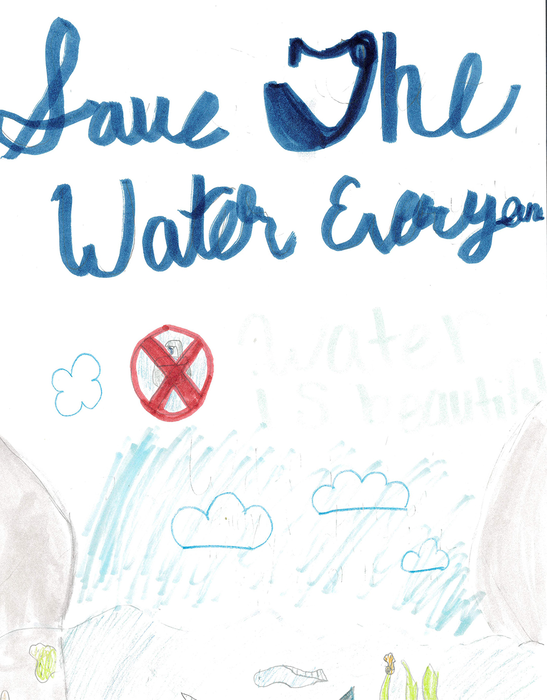 First Place, K-2 Division: Evie Makin, Second Grade, La Mesa Dale Elementary School, La Mesa. Photo: Helix Water District 2026 Student Poster Contest