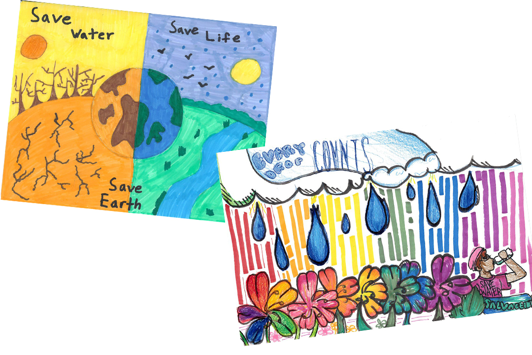 Grades 6-8 Winners: First Place: Brooklyn Gray, Seventh Grade, Learning Choice Academy, La Mesa; and Honorable Mention: Mikaela Moore, Fifth Grade, Flying Hills School of the Arts, El Cajon. Photo: Helix Water District