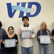 Five high school seniors were awarded scholarships by the Vista Irrigation District at its May board meeting. L to R: Rahel Chiwai, Stephanie Aguliar, Yahir Landeros, Taylor Sheridan, and Kawai Chau. Photo: Vista Irrigation District