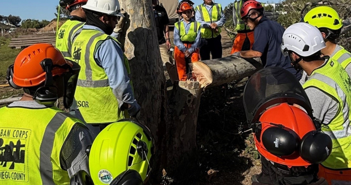 Urban Corps San Diego team members get a briefing before beginning habitat restoration work. Photo: Sweetwater Authority