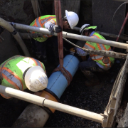 Vallecitos Water District maintenance team workers effect repairs on a pipeline in San Marcos. Photo: Vallecitos Water District water shutdowns
