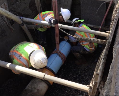 Vallecitos Water District maintenance team workers effect repairs on a pipeline in San Marcos. Photo: Vallecitos Water District water shutdowns